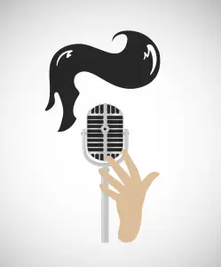Elvis Presley, his hair and microphone.