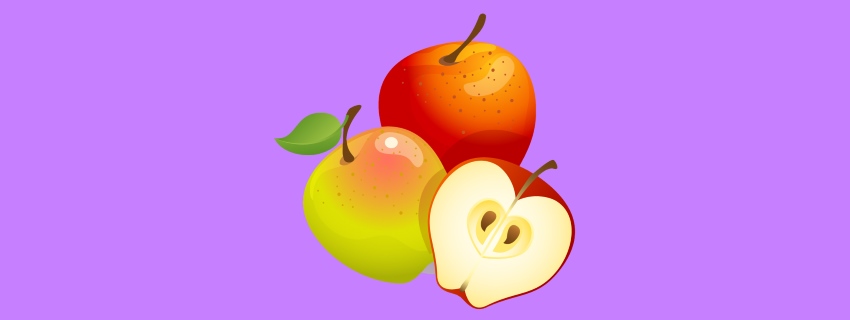 Food phrases icon, apples